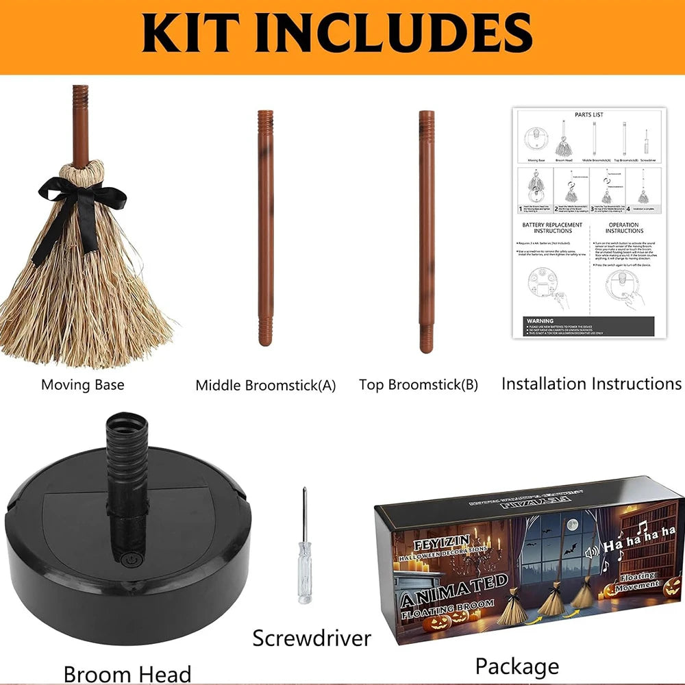 SpellSweep™— Animated Haunted Witch Broom